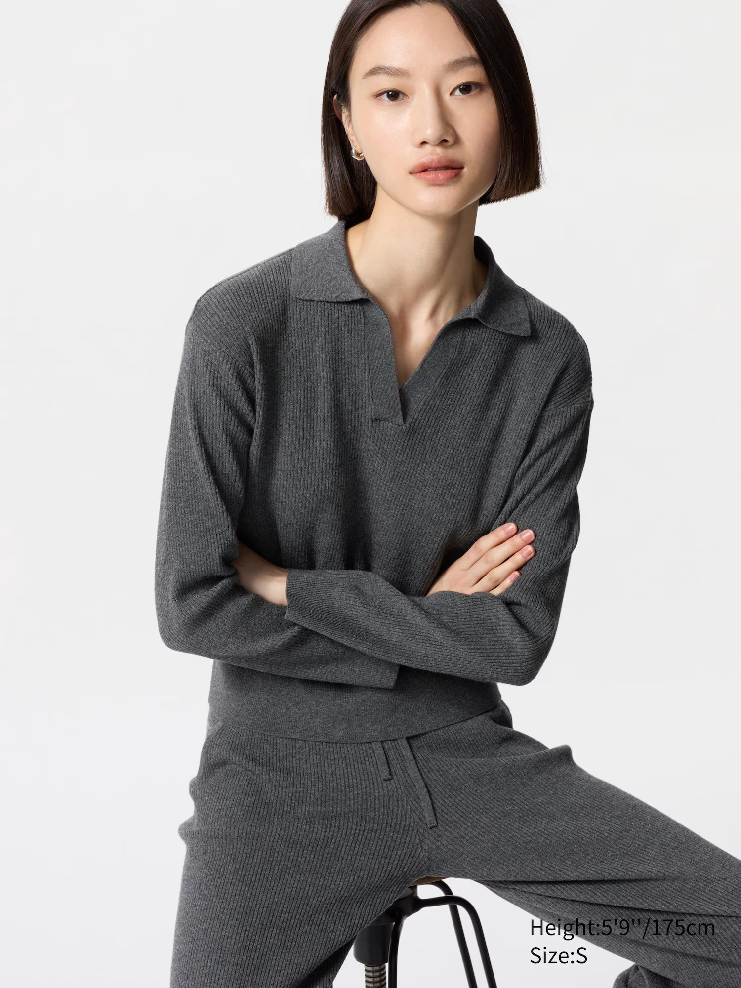 Washable Knit Ribbed Polo Sweater | UNIQLO (US)