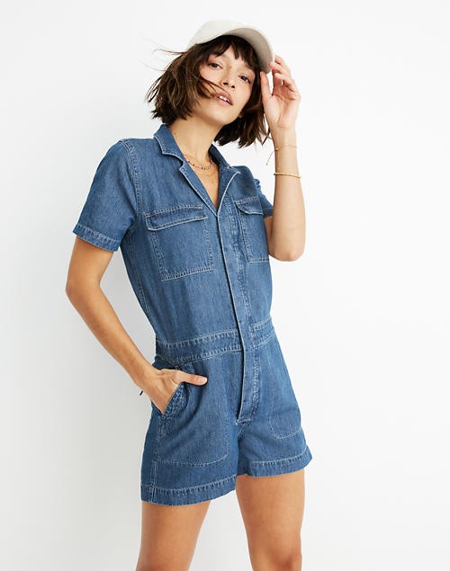 Denim Coverall Romper | Madewell