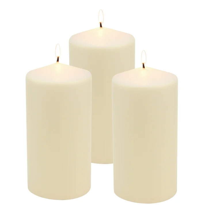 Stonebriar Collection Unscented Ivory Pillar Candle, 3-Pack, 3" x 6", 65-Hour Burn Time | Walmart (US)