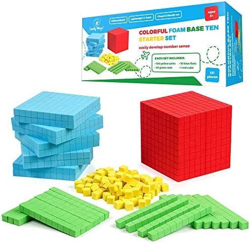 Simply Magic 131 PCS Foam Base Ten Blocks for Math - Place Value Blocks, Base 10 Math Manipulativ... | Amazon (US)