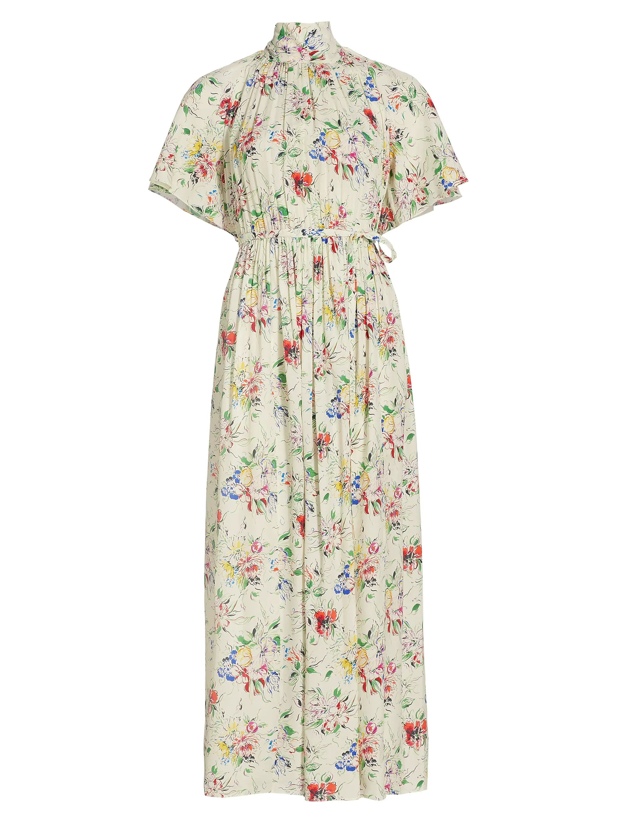 Shop Rosetta Getty Floral Scarf Neck Maxi-Dress | Saks Fifth Avenue | Saks Fifth Avenue