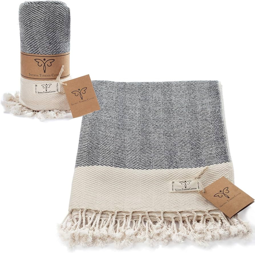Smyrna Original Turkish Throw Blanket Herringbone Series | 100% Cotton, 50 x 60 Inches | Vintage ... | Amazon (US)