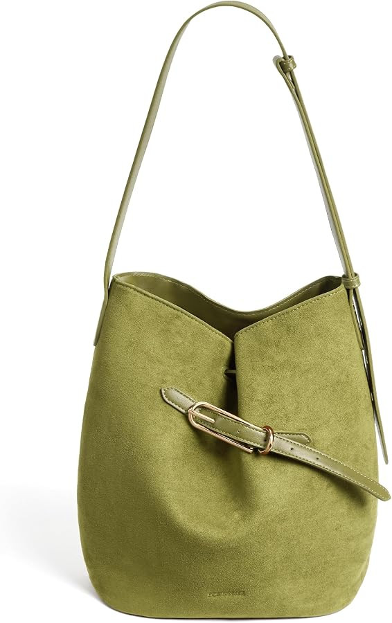 BOSTANTEN Suede Bucket Bag Soft Shoulder Purse Women Adjustable Strap | Amazon (US)
