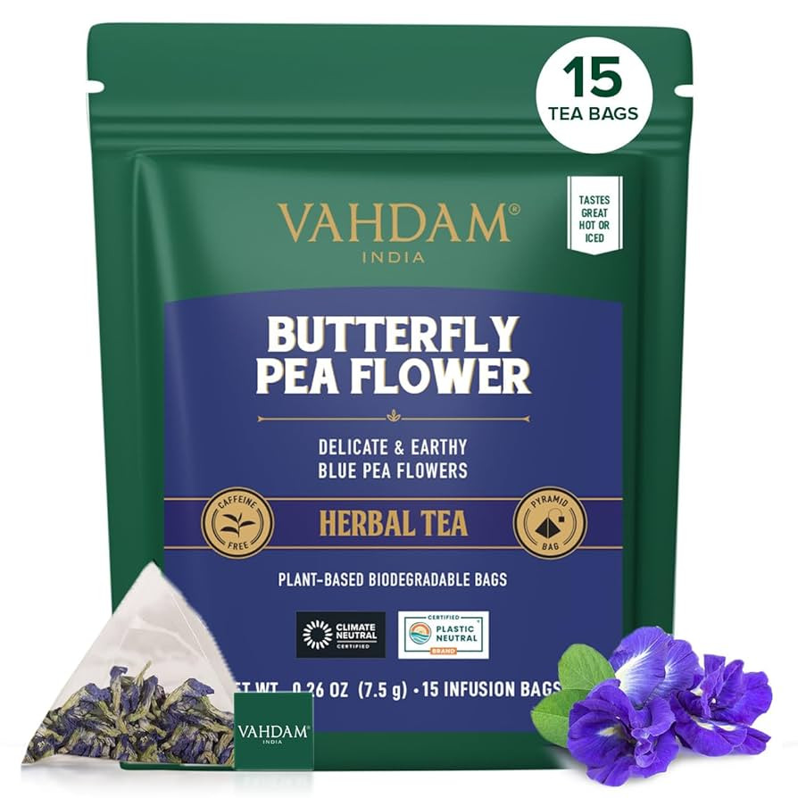 VAHDAM, Butterfly Pea Flower Tea Bags (15 Pyramid Tea Bags) Vegan, Non-GMO | Delicate & Earthy | ... | Amazon (US)