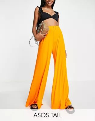 ASOS DESIGN Tall jersey palazzo beach pants in orange | ASOS | ASOS (Global)