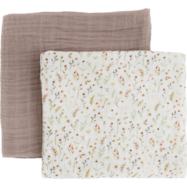 Organic Cotton Muslin Swaddle Blanket Set, Floral Field | Maisonette