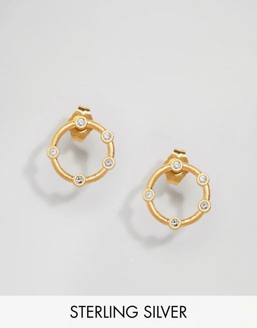 Dogeared Gold Plated Infinity & One Halo Stud Earrings | ASOS US