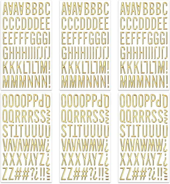 6 Sheets 3D Gold Letter Stickers, Foam Alphabet Stickers and Number Sticker for Scrapbooking, Puf... | Amazon (US)