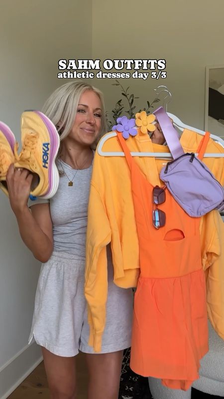 SAHM Outfits // Mom Style // Everyday Comfy Outfit // Bright Colors // Orange And Purple 

Romper: Small
Hoodie: Small (runs oversized!)