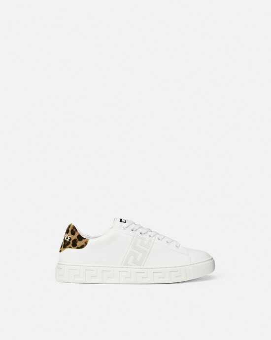 Leopard Embroidered Greca Sneakers | Versace (US)