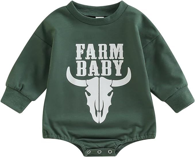 Infant Baby Boy Girl Clothing Fall Long Sleeve Sweatshirt Romper Bodysuit Cow Print Onesie Outfit... | Amazon (US)