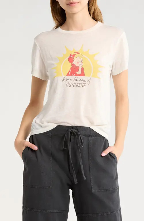 Re/Done Ray of Sunshine Graphic T-shirt in Vintage White at Nordstrom, Size Large | Nordstrom