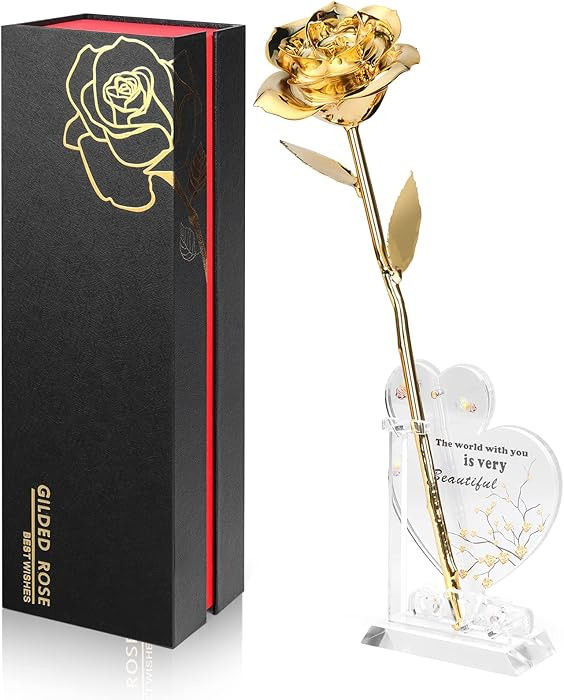 Gold Dipped Rose Real 24K Gold Rose, Genuine One of a Kind Rose Hand Dipped in 24K Golden Roses R... | Amazon (US)
