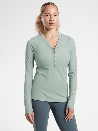 Uptempo Ribbed Henley Top | Athleta