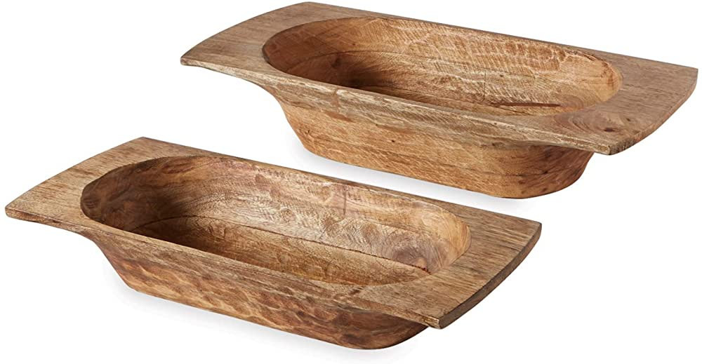 Mud Pie DOUGH BOWL SET, Brown, small 5" x 20" x 8" | large 5" x 24" x 10 1/2" | Amazon (US)