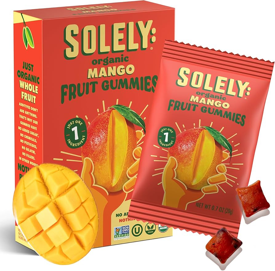 SOLELY - Organic Mango Whole Fruit Gummies (Pack of 1 Box, 5 Bags per Box) - Real Fresh Fruit - H... | Amazon (US)