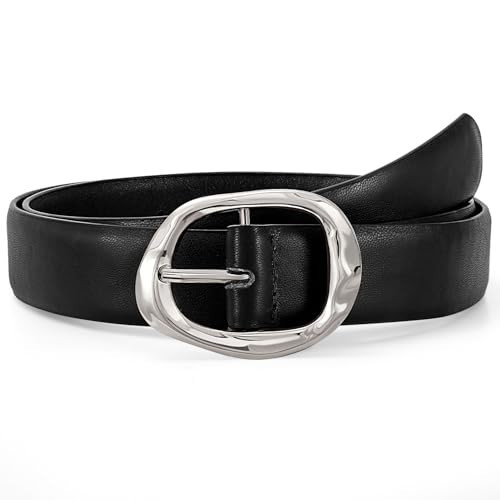 JASGOOD Women Leather Belt for Jeans Pants Ladies Casual Waist Belt Fashion Women Belt with Silver Buckle | Amazon (US)