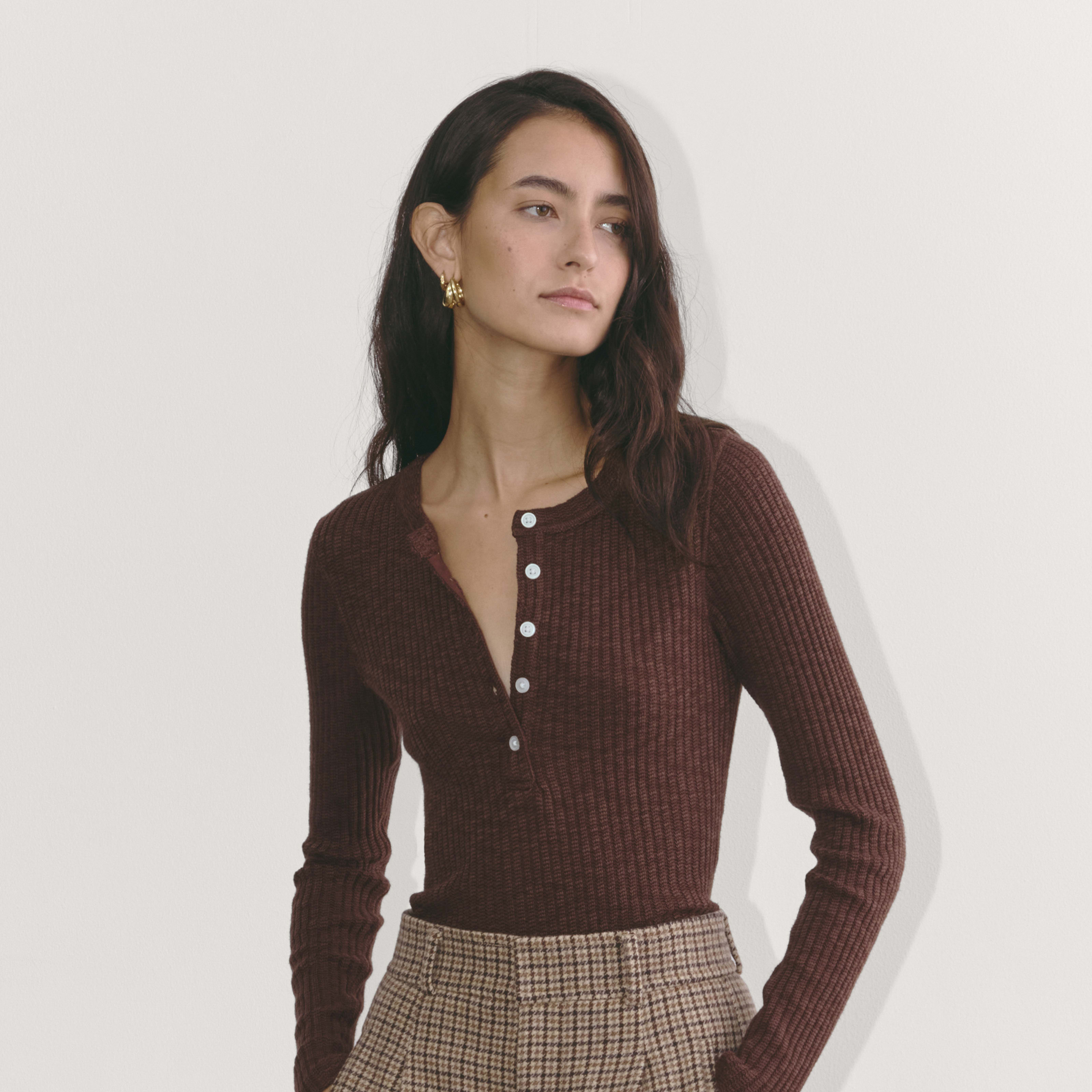 Cozy Rib Henley by Everlane in Dark Mahogany, Size XXL | Everlane