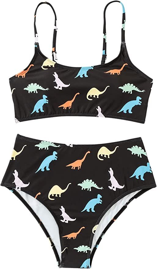 SOLY HUX Women's Cartoon Dinosaur Print Bikini Bathing Suit 2 Piece Swimsuits | Amazon (US)