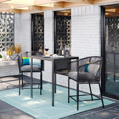 Standish 3pc Patio Bar Height Dining Set - Charcoal - Project 62™ | Target