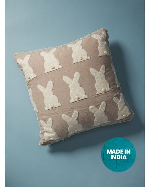 20x20  Bunny With Pom Pom Pillow | Pillows & Throws | HomeGoods | HomeGoods
