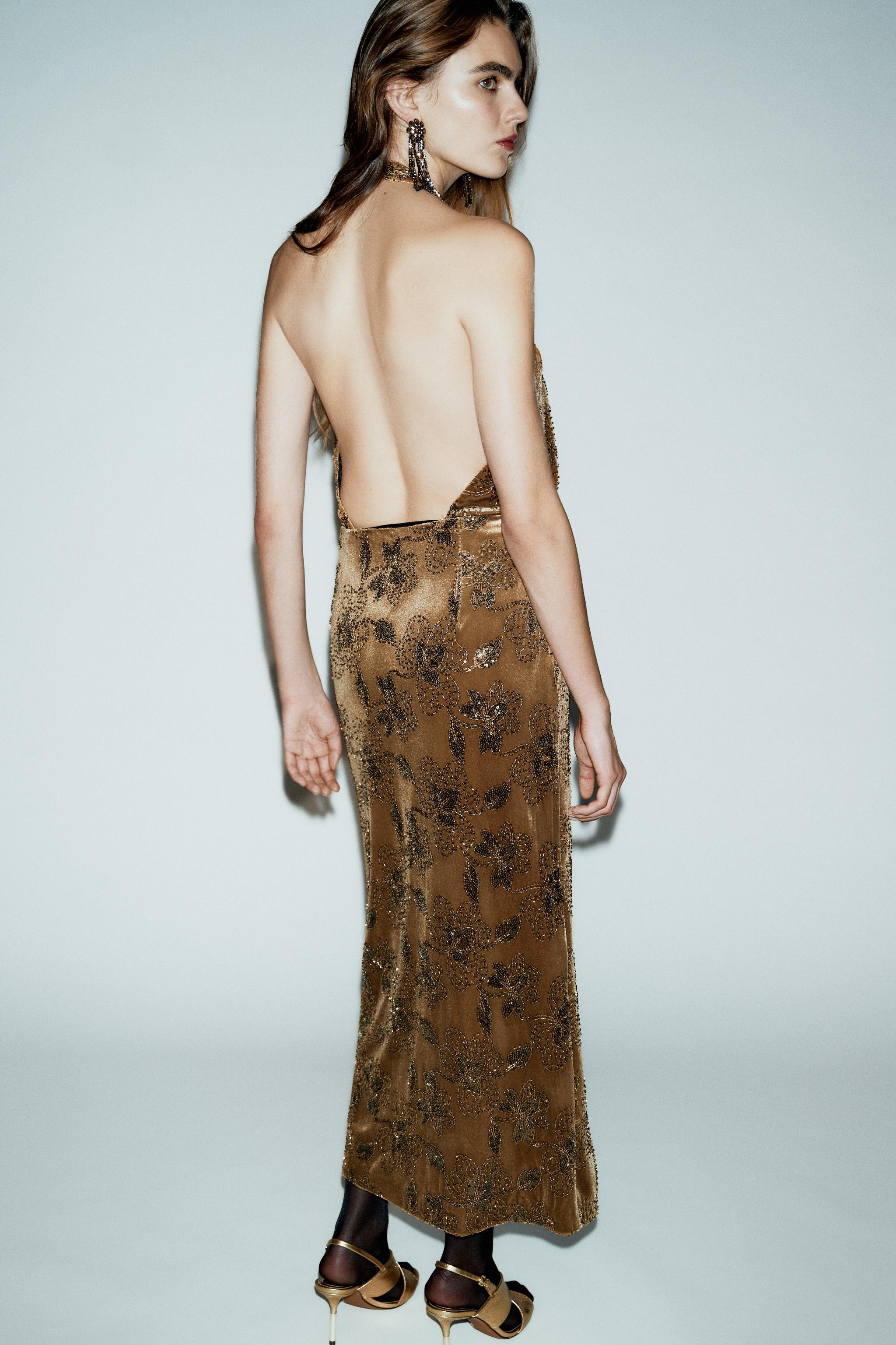 SEQUIN VELVET MIDI DRESS | Zara US