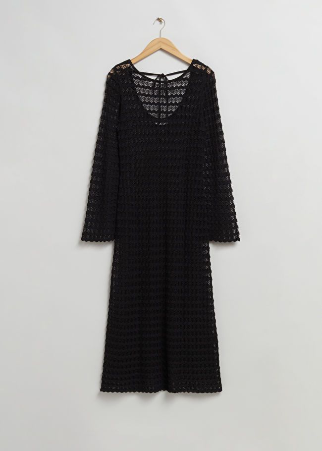 Open Tie-Back Pointelle Knit Dress - Black - & Other Stories GB | & Other Stories (EU + UK)