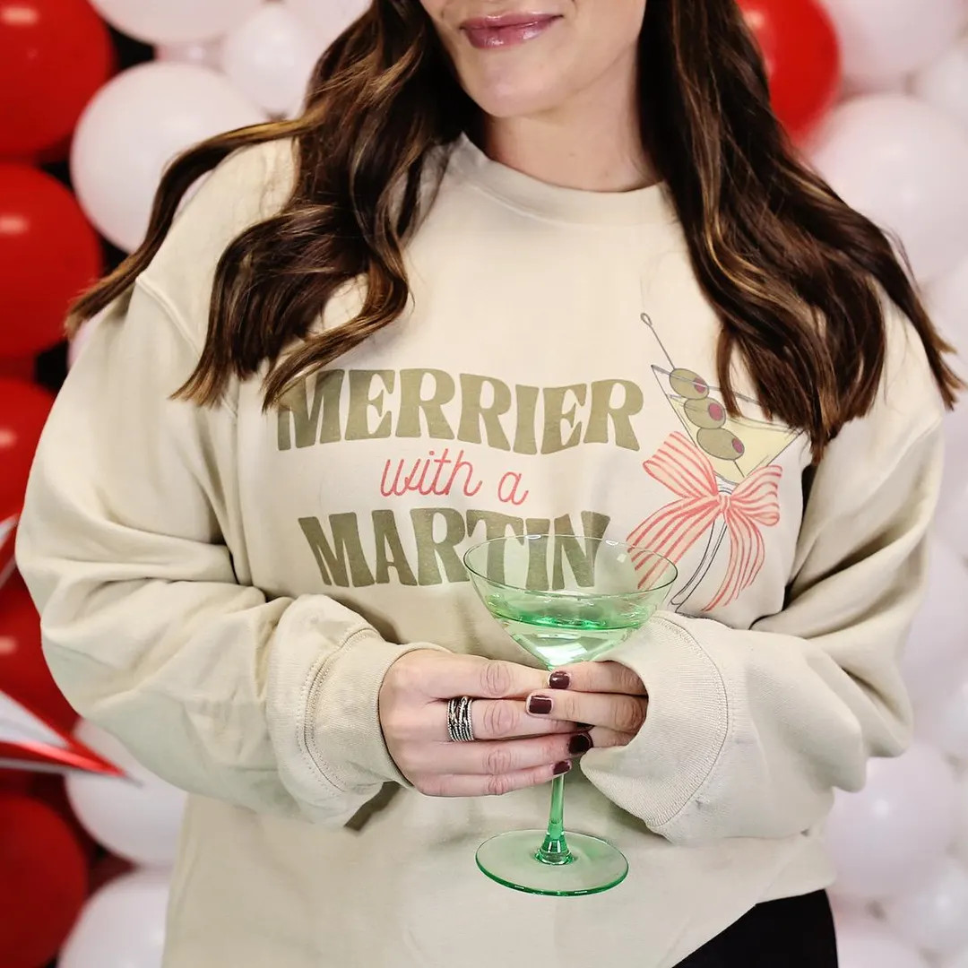 Merrier With a Martini Crewneck - Etsy | Etsy (US)