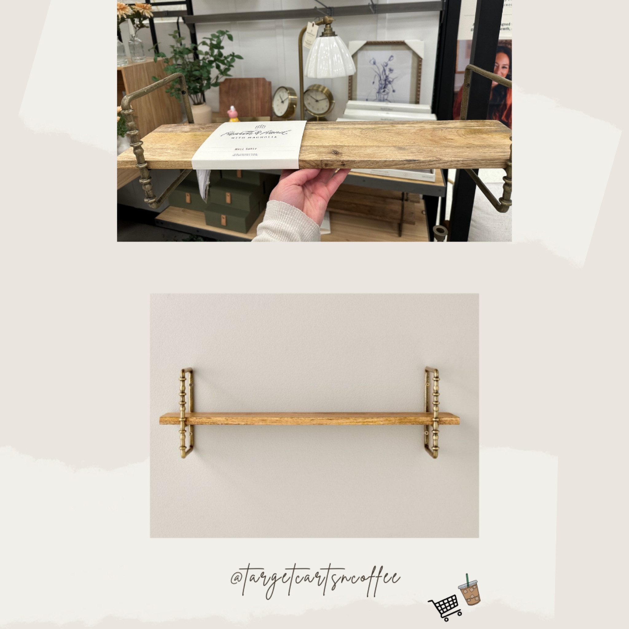 Twisted Brass and Wood Singular Wall Shelf 

#LTKWatchNow #LTKHome #LTKFindsUnder50