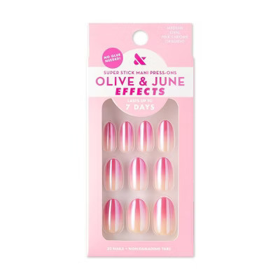 Olive & June Press-On Fake Nails Effects Tabs - M Oval - Pink Chrome Gradient - 32ct | Target