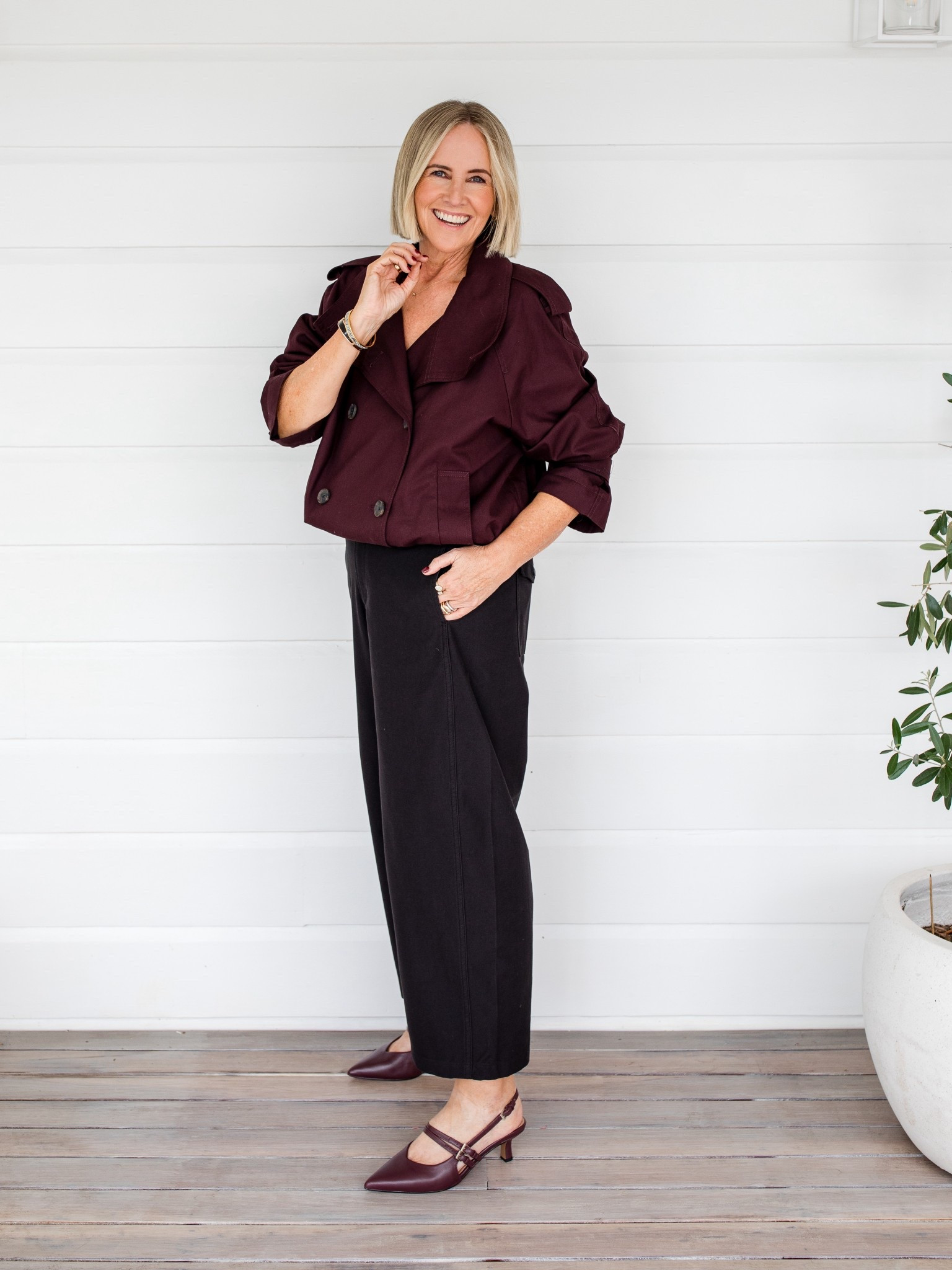 Jacket: size 12 (intentionally an oversized fit, size down if want more streamlined)
Pants: L

Shoes: FRANKIE4 Coco in cherry

#LTKmidsize #LTKaustralia #LTKover50style