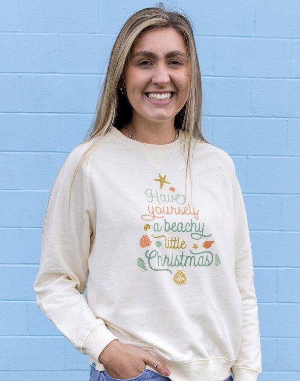 Have Yourself A Beachy Christmas Crew Sweatshirt - Women - Cream | 30A Gear