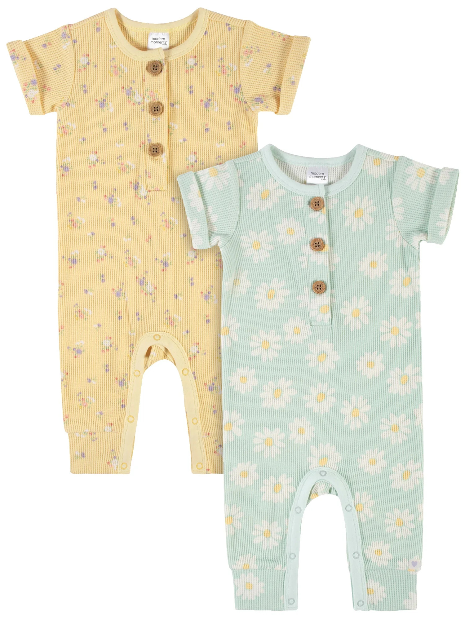 Modern Moments By Gerber Baby Girl Romper Set, 2-Pack, (0/3 Months - 24 Months) - Walmart.com | Walmart (US)