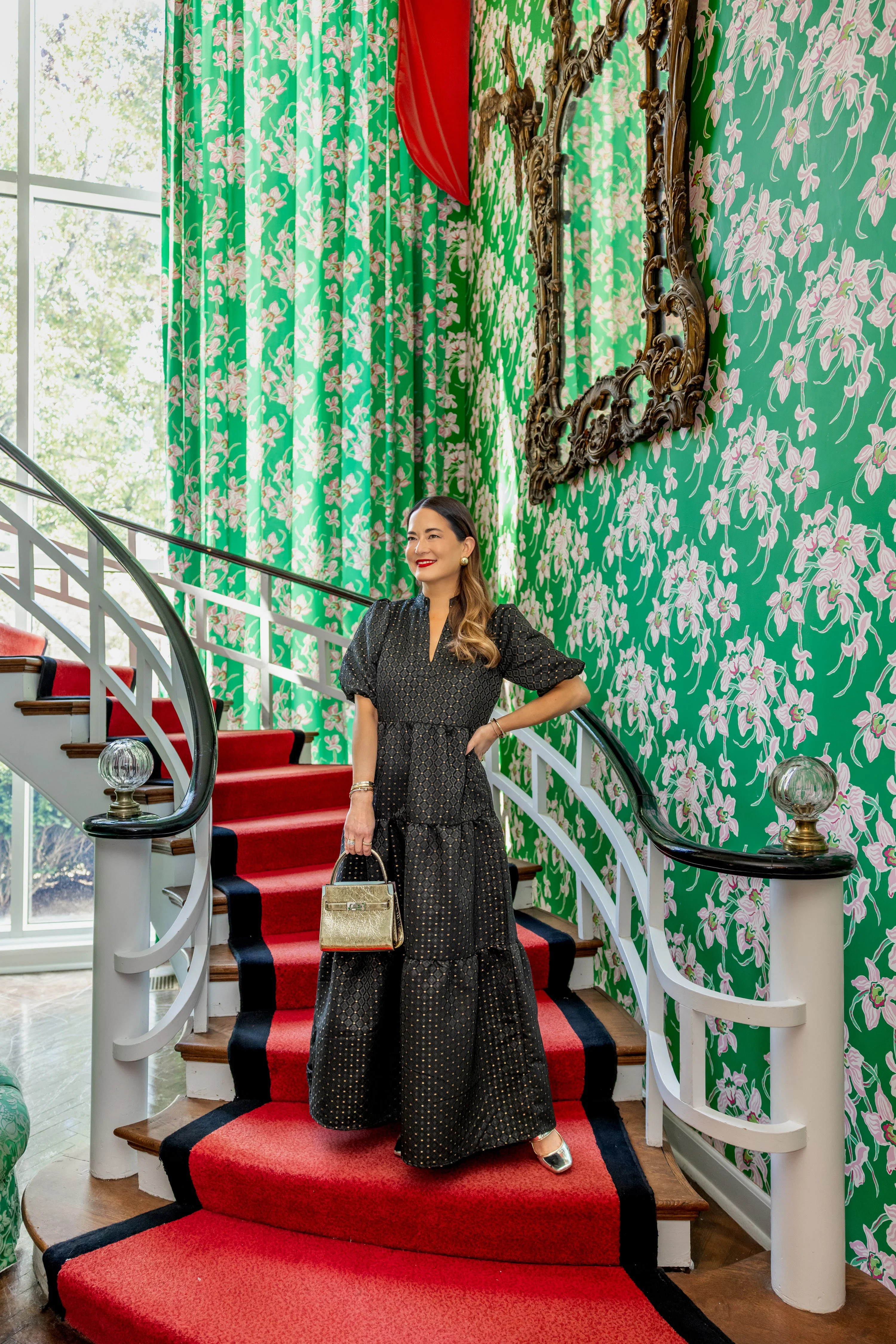 Black Jacquard Marie Maxi Dress | Sail to Sable