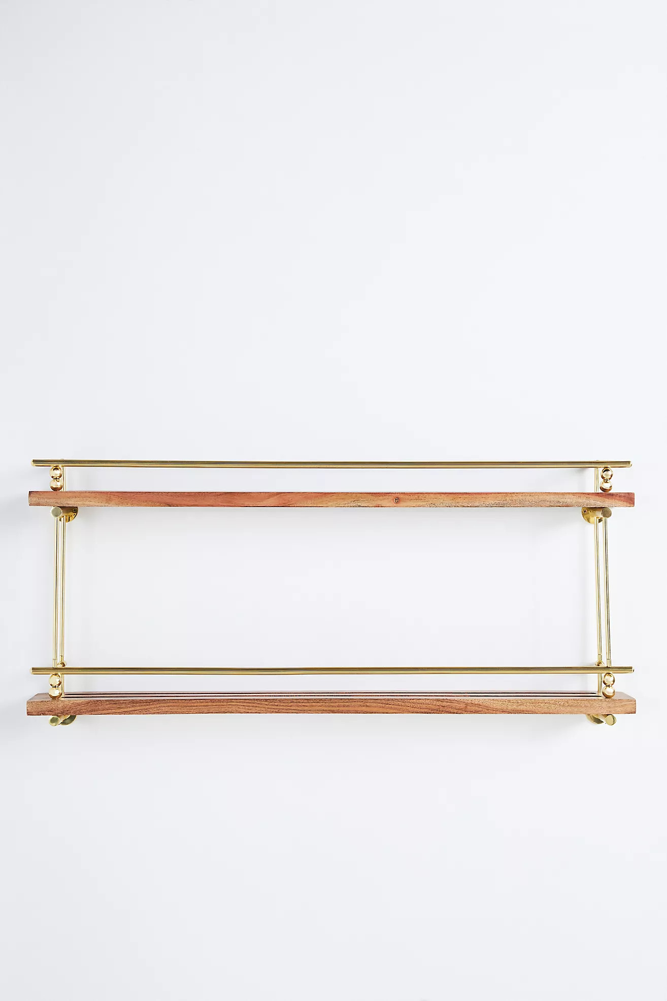 Aldina Acacia Wood & Brass Two-Tiered Plate & Spice Rack | Anthropologie (US)