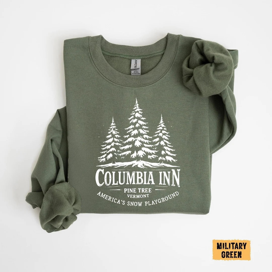 Christmas Movie Sweatshirt Columbia Inn Pine Tree Vermont Sweatshirt Christmas Trees Sweatshirt A... | Etsy (US)