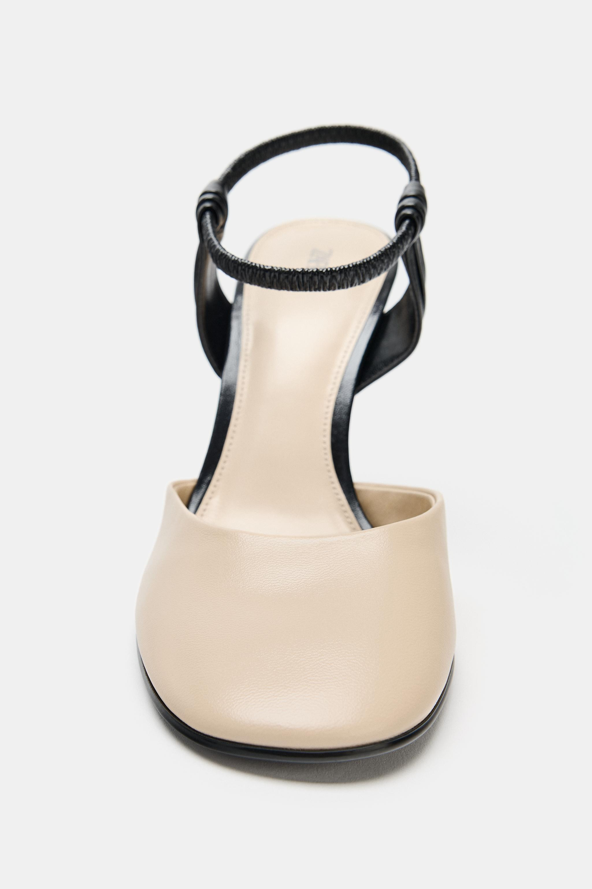 LEATHER SLINGBACK HEELS | Zara US