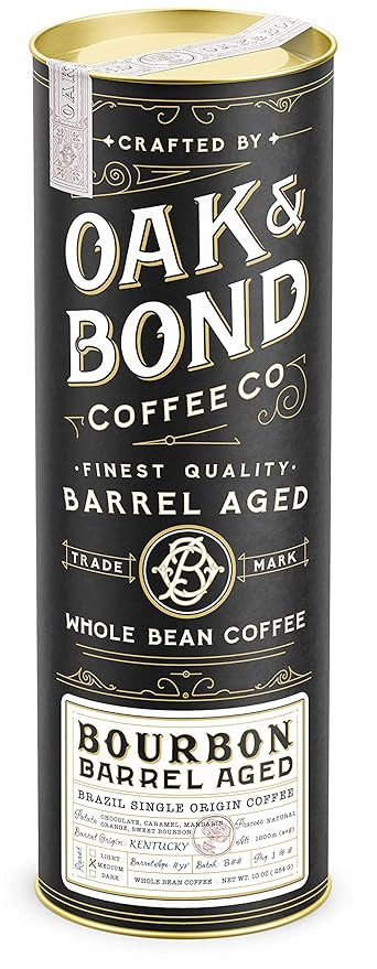 Kentucky Bourbon Whiskey Barrel Aged Coffee, Brazil Single Origin Whole Coffee Bean, Medium Roast... | Amazon (US)