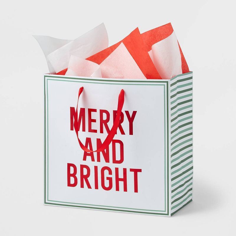 Large Square 'Merry and Bright' Gift Bag - Wondershop™ | Target