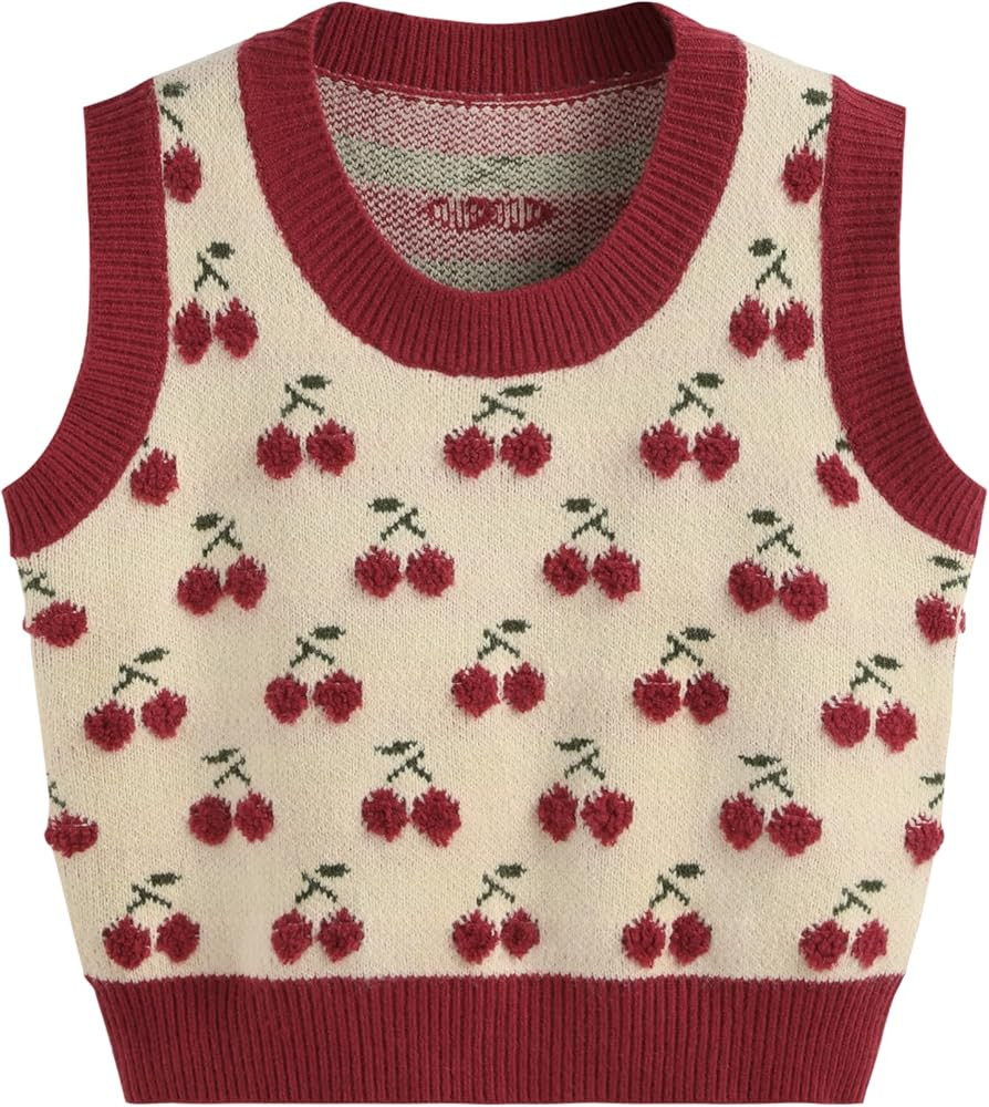 CIDER Sweater Vest Women Sleeveless Cropped Sweaters Cute Graphic Tank Tops Old Money Clothes Fal... | Amazon (US)