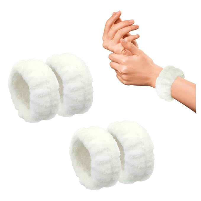 Andiker Microfiber Wrist Wash Bands for Washing Face Skincase, Women Spa Washband for Wrist (Whit... | Amazon (US)