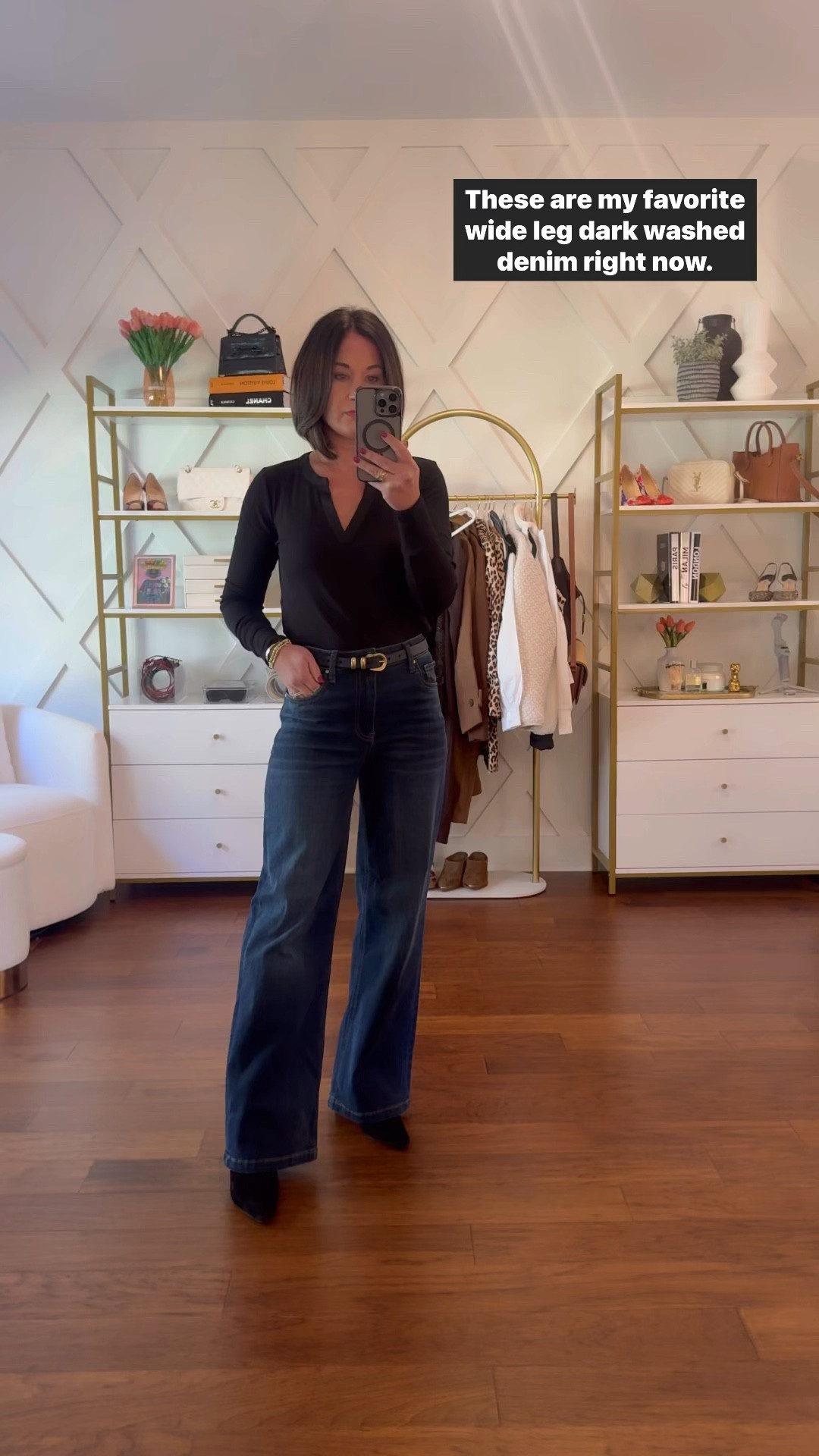 This is the best elevated black long sleeve tee paired with my favorite wide leg dark wash jeans for fall! Size down in jeans if between sizes shop my favorite every day essentials from Evereve! The perfect black boots for fall and winter too- the suede is so gorgeous! 

@shop.ltk, #liketkit liketk.it/xx 
#everevestyle #everevepartner #ad 

#LTKStyleTip #LTKVideo #LTKOver40