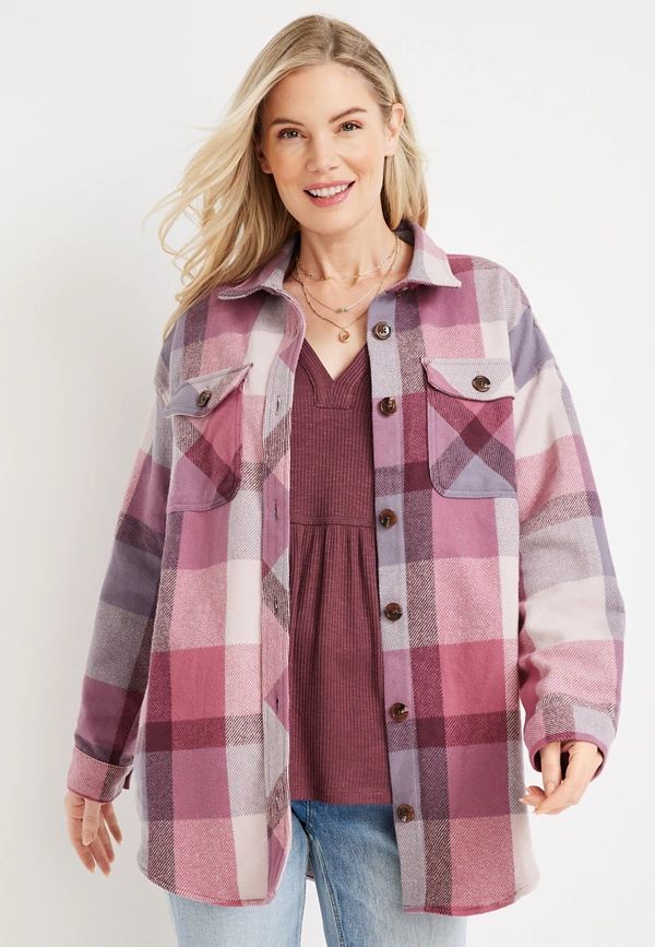 Plaid Twill Shacket | Maurices