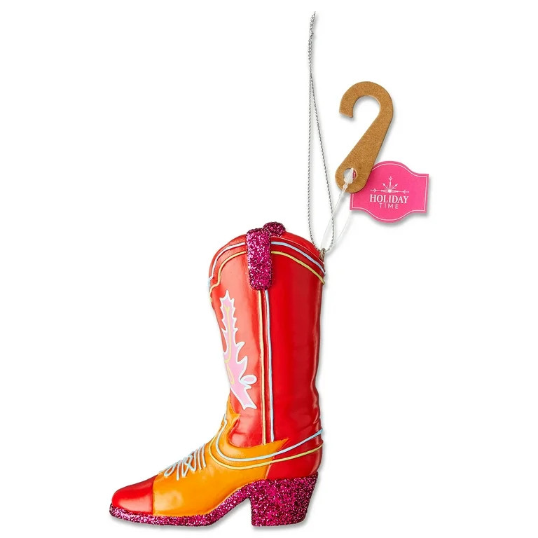 Multicolor Resin Cowgirl Boot Christmas Ornament, 5.25", by Holiday Time | Walmart (US)