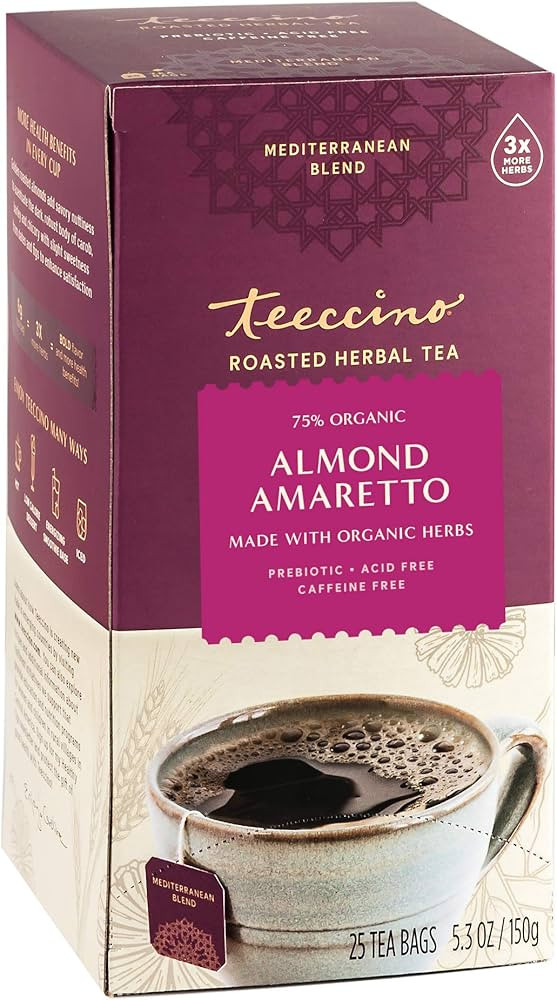 Teeccino Herbal Tea - Almond Amaretto - Rich & Roasted Herbal Tea That's Caffeine Free & Prebioti... | Amazon (US)