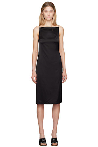 Black La Casa 'La robe Spoglio' Midi Dress | SSENSE