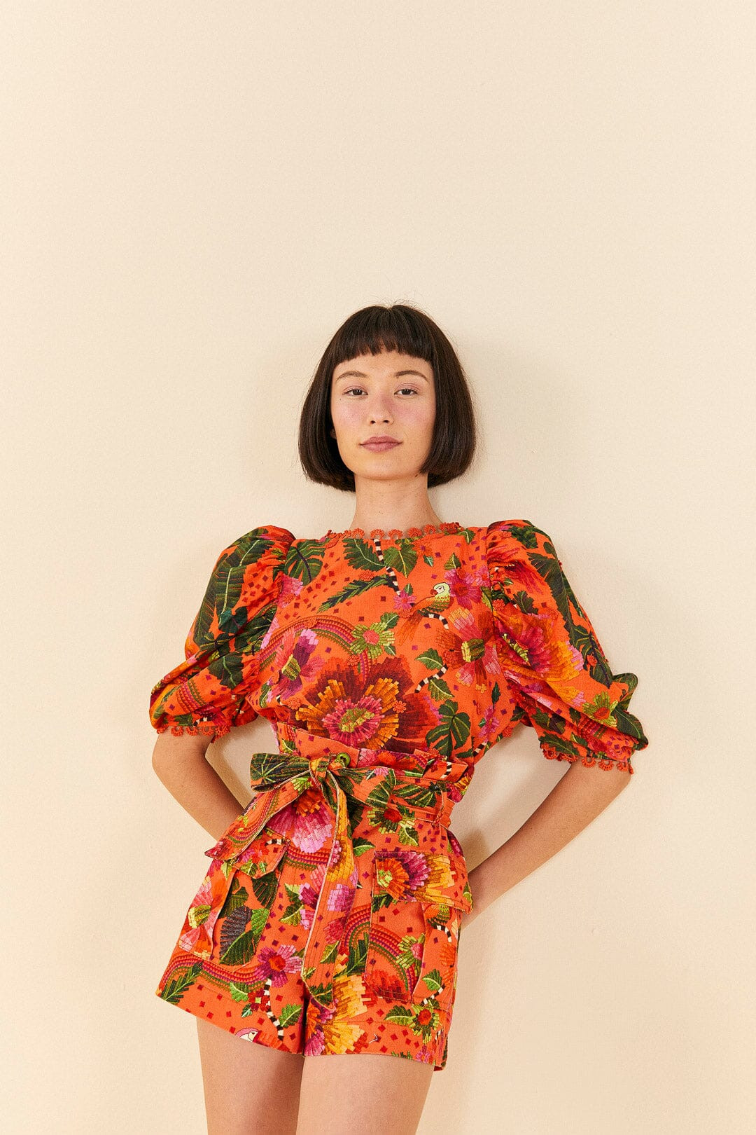 Orange Blooming Garden Shorts | FarmRio (US)