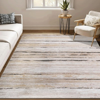 Airsurfer 8'x10' Neutral Stripe Area Rug Modern Neutral Stripe Area Rug Floor D¨¦cor for Living Room Elegance | Target