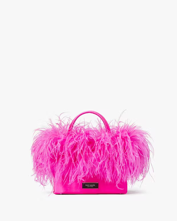 Sam Icon Feather Embellished Satin Mini Tote | Kate Spade (US)
