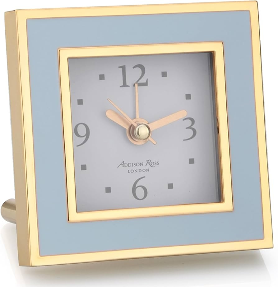 Powder Blue & Gold Square Silent Alarm Clock | Amazon (US)